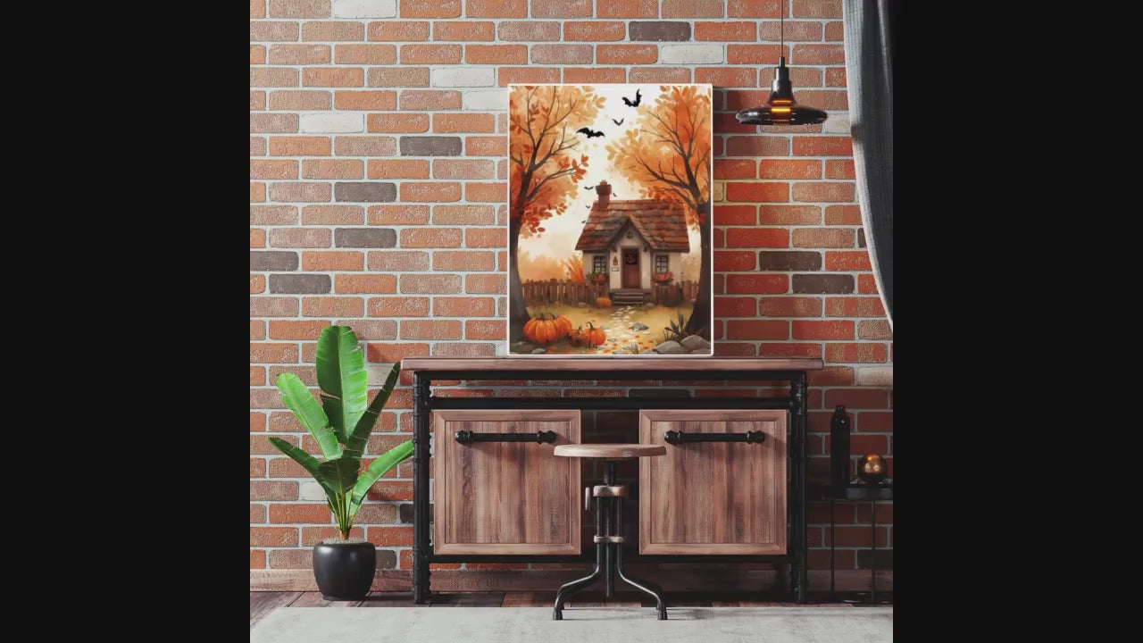 Affiche Imprimée A3 Qualité Premium - Halloween & Scène Automnale, Art Mural, Illustration, Poster Automne, Décoration Murale de Fête