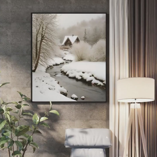 Affiche Imprimée A3 Qualité Premium - Paysage enneigé, Art Mural Hiver, Poster Nature & Neige, Illustration Voyage, Décoration Murale