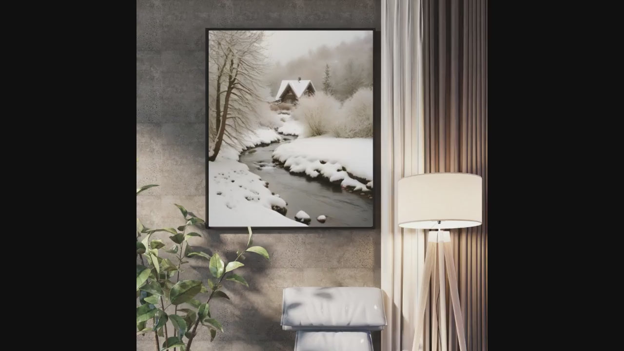 Affiche Imprimée A3 Qualité Premium - Paysage enneigé, Art Mural Hiver, Poster Nature & Neige, Illustration Voyage, Décoration Murale