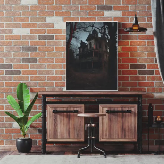 Affiche Imprimée A3 Qualité Premium - Horreur & Maison Hantée, Art Mural Halloween, Illustration, Poster Automne, Décoration Murale