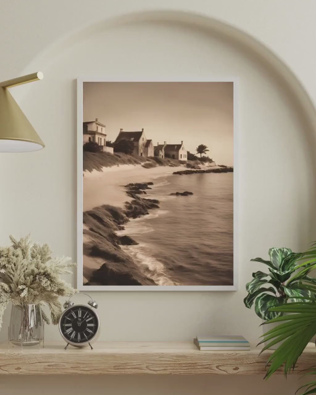 Affiche Imprimée A3 Qualité Premium - Paysage Sépia, Art Mural Côtier Mer, Poster Marin & Pêche, Impression Minimaliste, Décoration Maison