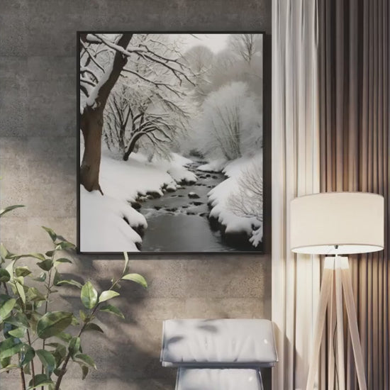 Affiche Imprimée A3 Qualité Premium - Paysage enneigé, Art Mural Hiver, Poster Nature & Neige, Illustration Voyage, Décoration Murale