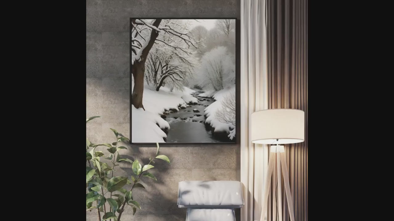 Affiche Imprimée A3 Qualité Premium - Paysage enneigé, Art Mural Hiver, Poster Nature & Neige, Illustration Voyage, Décoration Murale