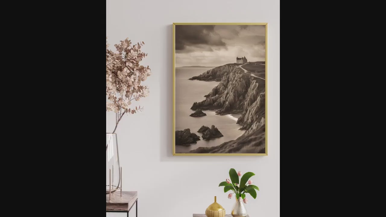 Affiche Imprimée A3 Qualité Premium - Paysage Sépia, Art Mural Côtier Mer, Poster Marin & Pêche, Impression Minimaliste, Décoration Maison