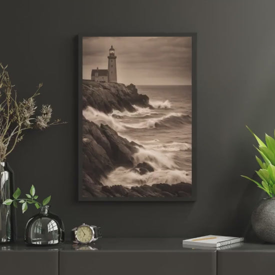 Affiche Imprimée A3 Qualité Premium - Paysage Sépia, Art Mural Côtier Mer, Poster Marin & Pêche, Impression Minimaliste, Décoration Maison