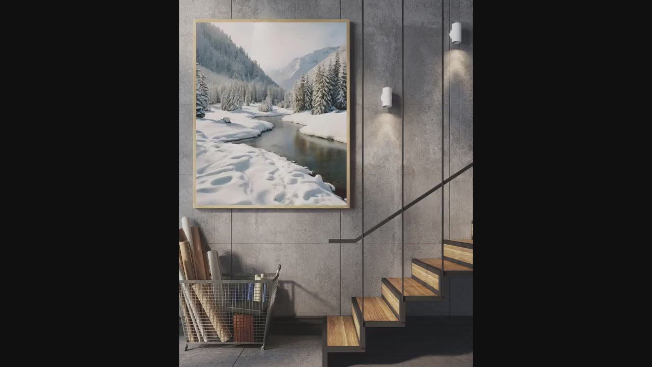 Affiche Imprimée A3 Qualité Premium - Paysage enneigé, Art Mural Hiver, Poster Nature & Neige, Illustration Voyage, Décoration Murale