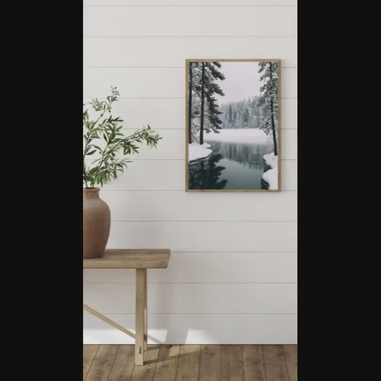 Affiche Imprimée A3 Qualité Premium - Paysage enneigé, Art Mural Hiver, Poster Nature & Neige, Illustration Voyage, Décoration Murale