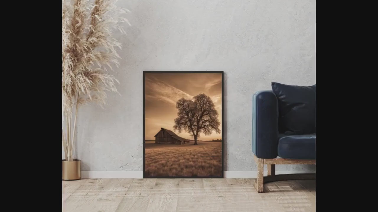 Affiche Imprimée A3 Qualité Premium - Paysage Sépia, Art Mural Style Aquarelle, Poster Campagne, Impression Minimaliste, Décoration Maison