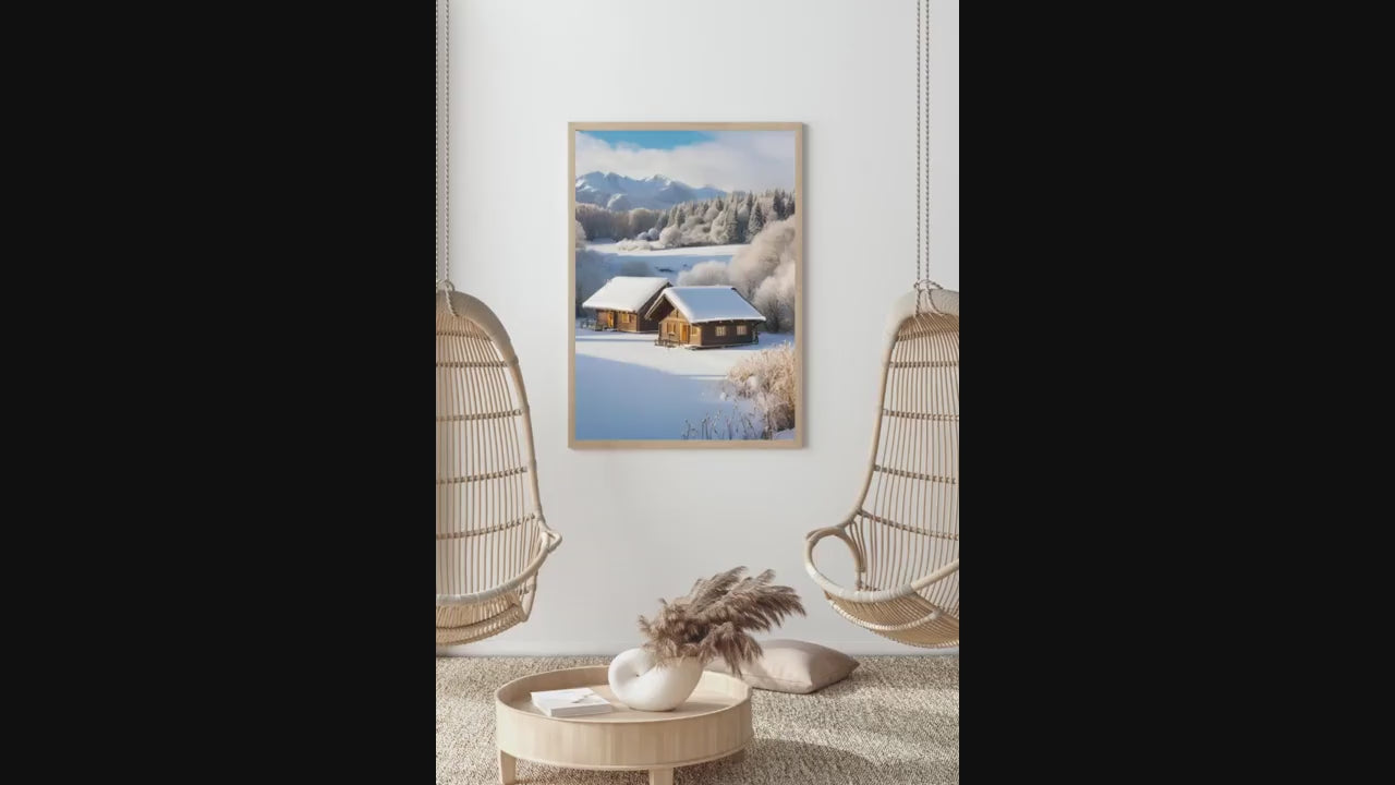 Affiche Imprimée A3 Qualité Premium - Paysage enneigé, Art Mural Hiver, Poster Nature & Neige, Illustration Voyage, Décoration Murale