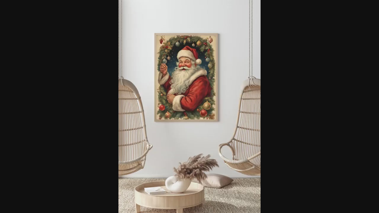 Affiche Numérique NOËL - Portrait du Père Noël, Art Mural, Poster d'Hiver, Décoration Murale Fêtes de Fin d'Année, Format A2 : 42 x 59,4 cm