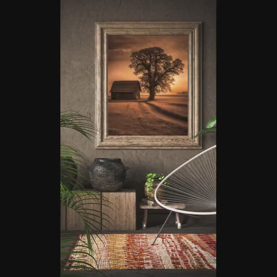 Affiche Imprimée A3 Qualité Premium - Paysage Sépia, Art Mural Style Aquarelle, Poster Campagne, Impression Minimaliste, Décoration Maison