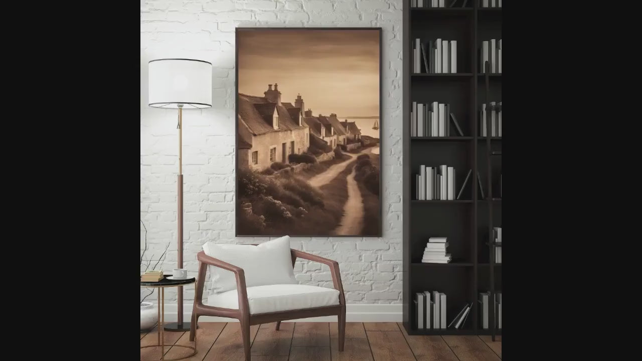 Affiche Imprimée A3 Qualité Premium - Paysage Sépia, Art Mural Côtier Mer, Poster Marin & Pêche, Impression Minimaliste, Décoration Maison