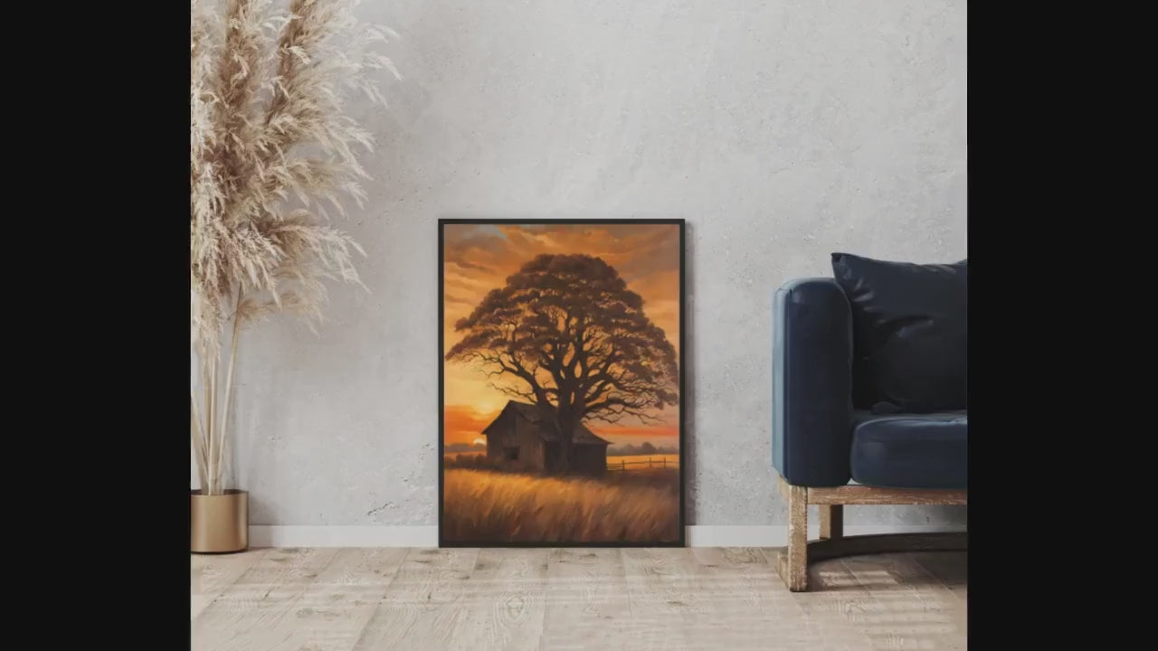 Affiche Imprimée A3 Qualité Premium - Paysage Sépia, Art Mural Style Aquarelle, Poster Campagne, Impression Minimaliste, Décoration Maison