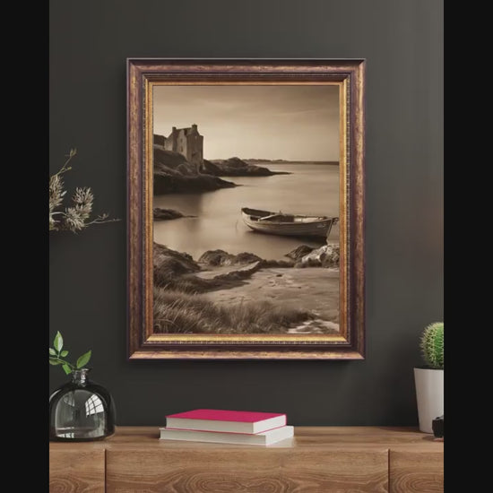 Affiche Imprimée A3 Qualité Premium - Paysage Sépia, Art Mural Côtier Mer, Poster Marin & Pêche, Impression Minimaliste, Décoration Maison