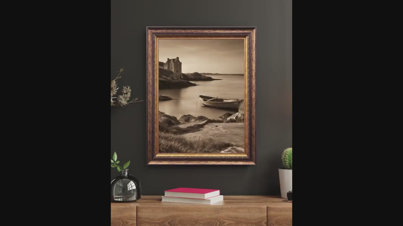 Affiche Imprimée A3 Qualité Premium - Paysage Sépia, Art Mural Côtier Mer, Poster Marin & Pêche, Impression Minimaliste, Décoration Maison